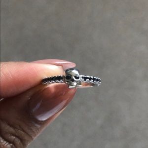 white gold skull with black diamond half band